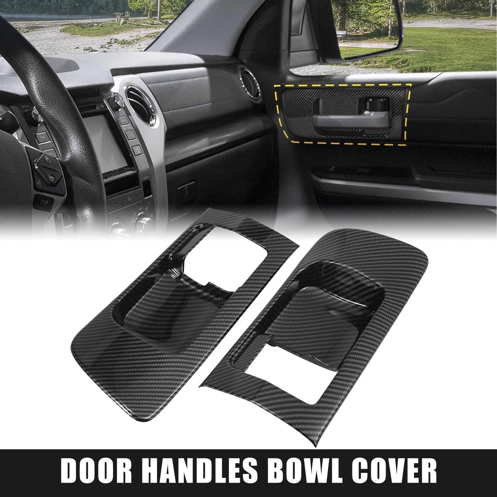 Carbon Fiber Front Door Handle Bowl Cover Trims for Toyota Tundra (2014–2021)