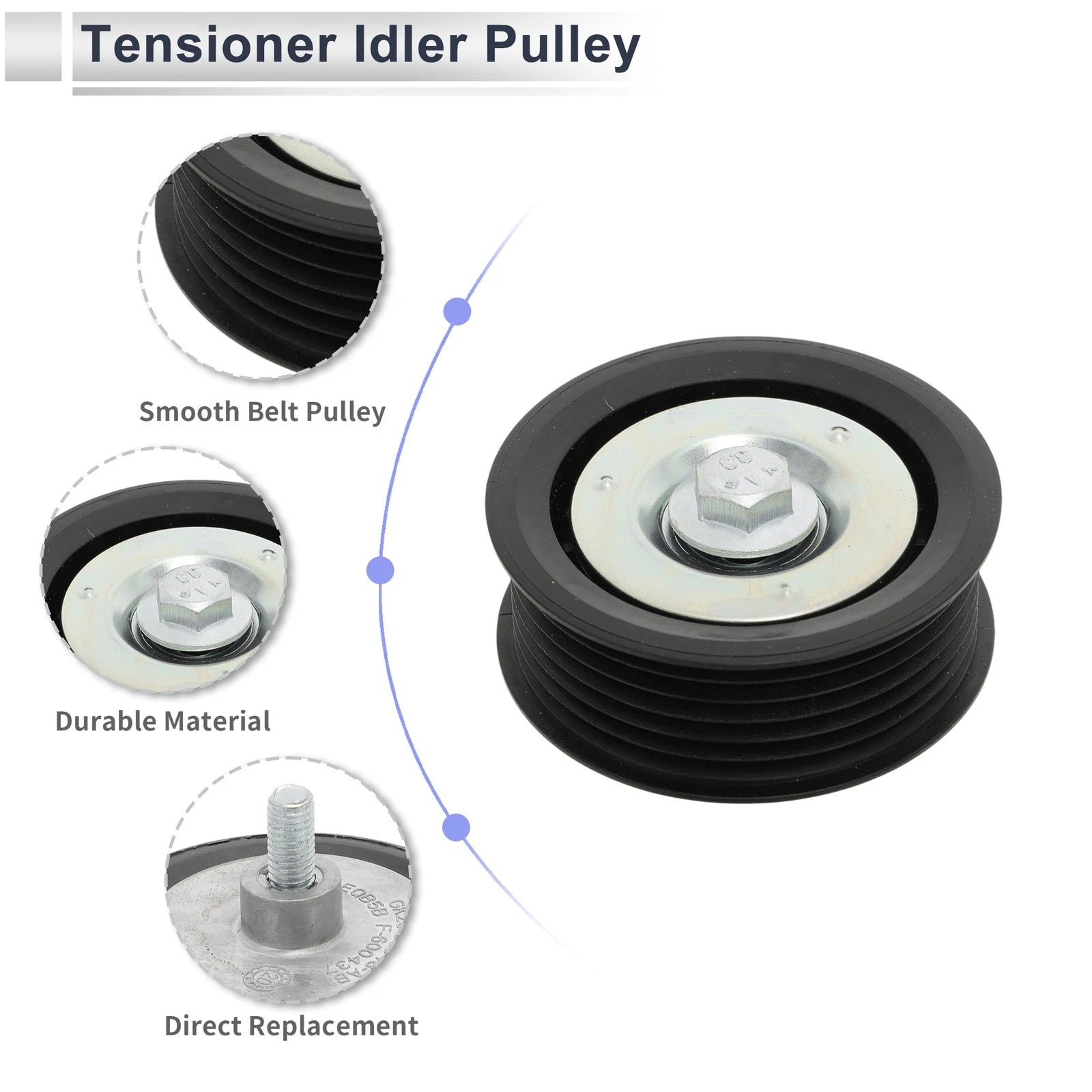 Drive Belt Idler Pulley for Ford Transit (2012–2024) No.BK2119A216AB Black