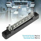 2 Way 6 Way Bus Bar Power Distribution Terminal Block 12V 150A