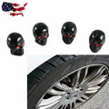 Skull Tire Valve Stem Caps for Universal Fit (4-Pack) (Black)