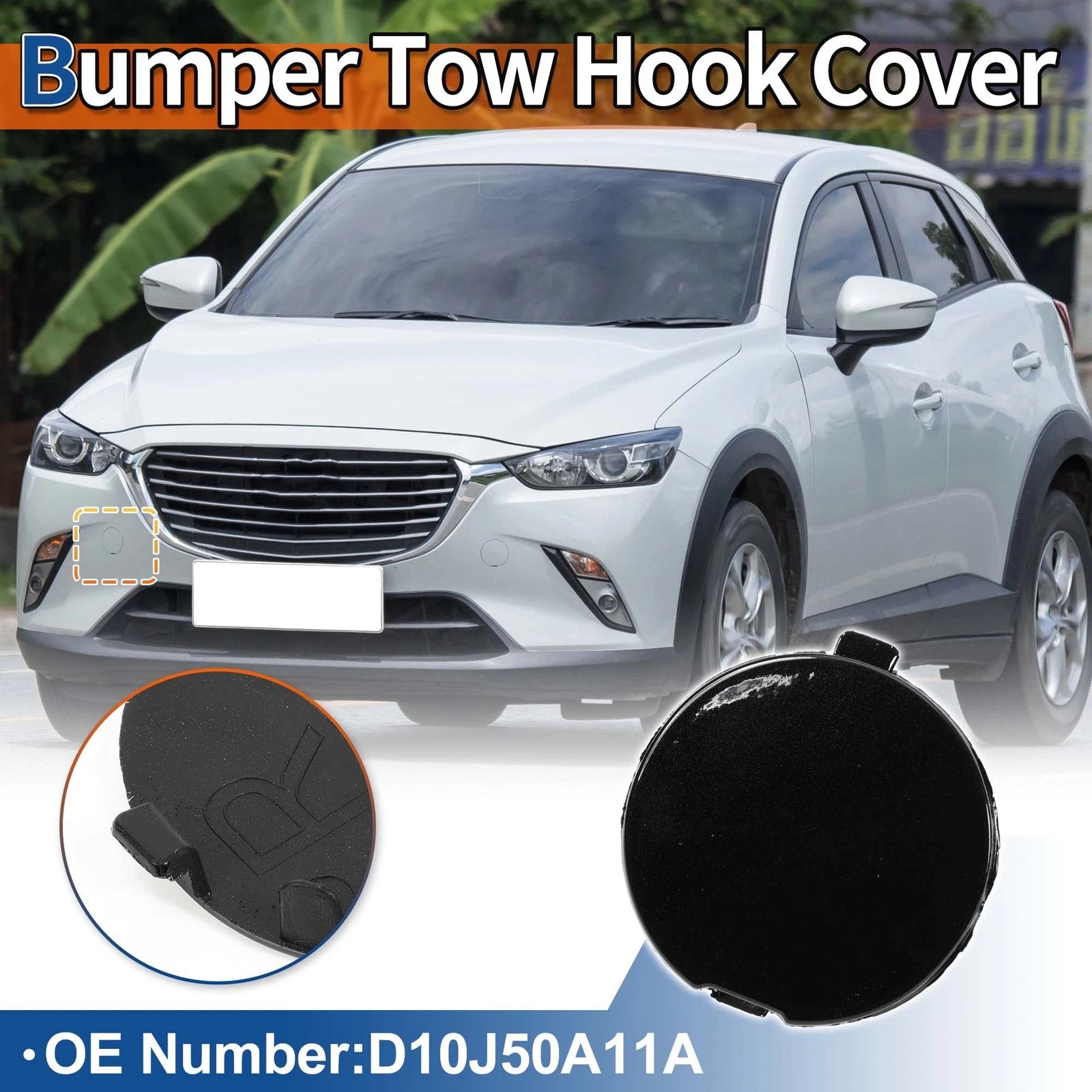 Tow Hook Cover for Mazda CX-3 (2016–2021) No.D10J50A11A Night Black