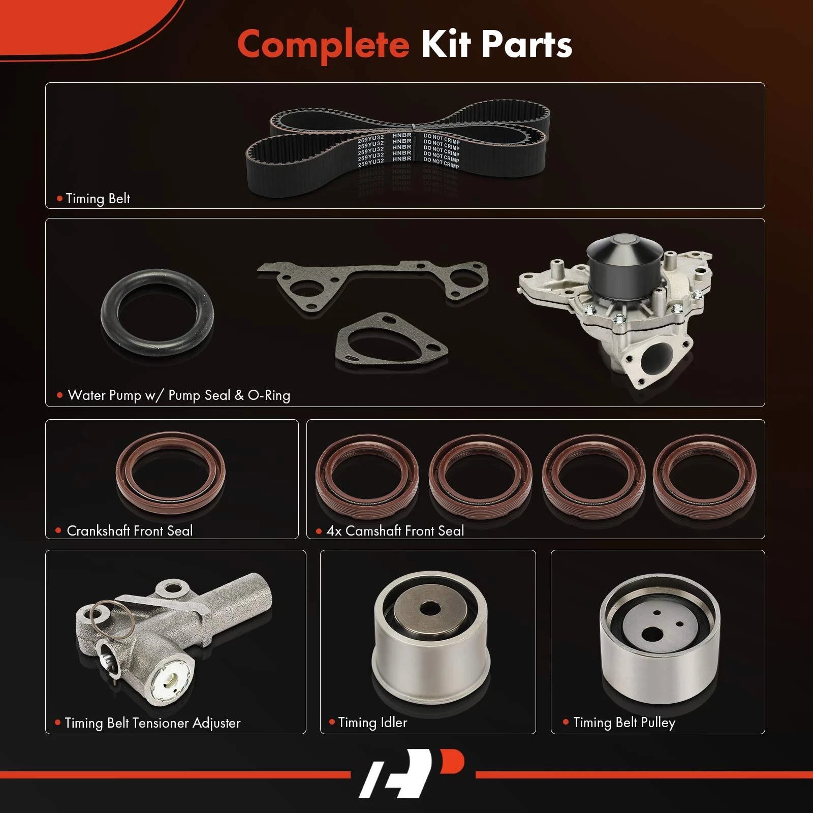 10X Timing Belt and Water Pump Kit for Kia Sorento (2003–2006)
