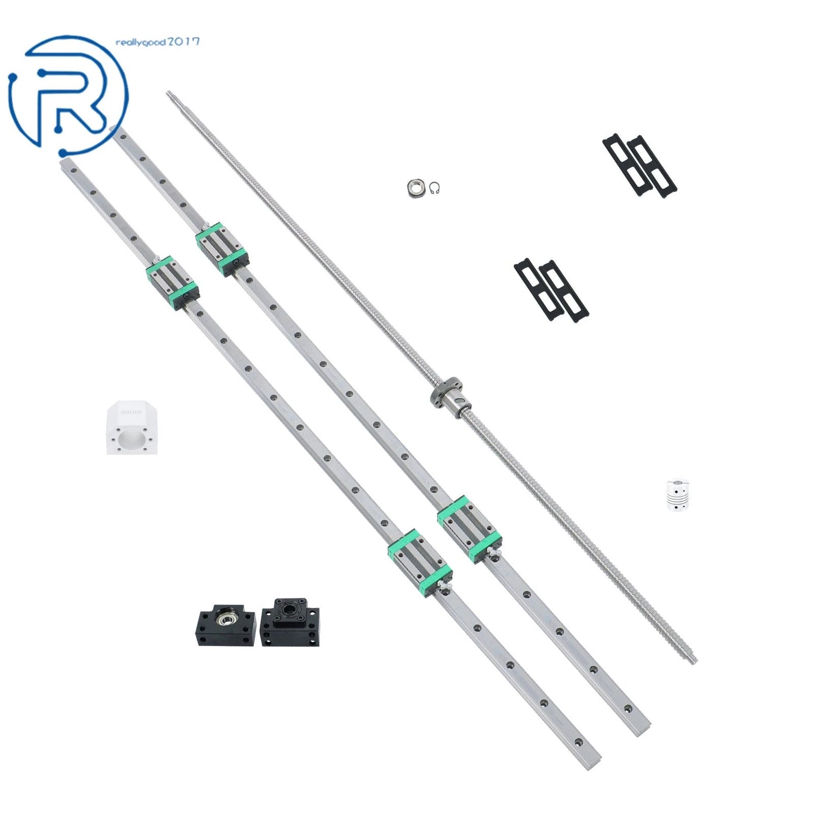 Set of 2 Linear Guide Rails and Ballscrew for Make Model 