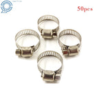 Set of 50 Stainless Steel Hose Clamps for Fuel Line (Adjustable)