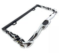 License Plate Frame Holder Chrome Black Metal Flame for Universal Car Truck SUV (Any)