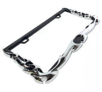 License Plate Frame Holder Chrome Black Metal Flame for Universal Car Truck SUV (Any)