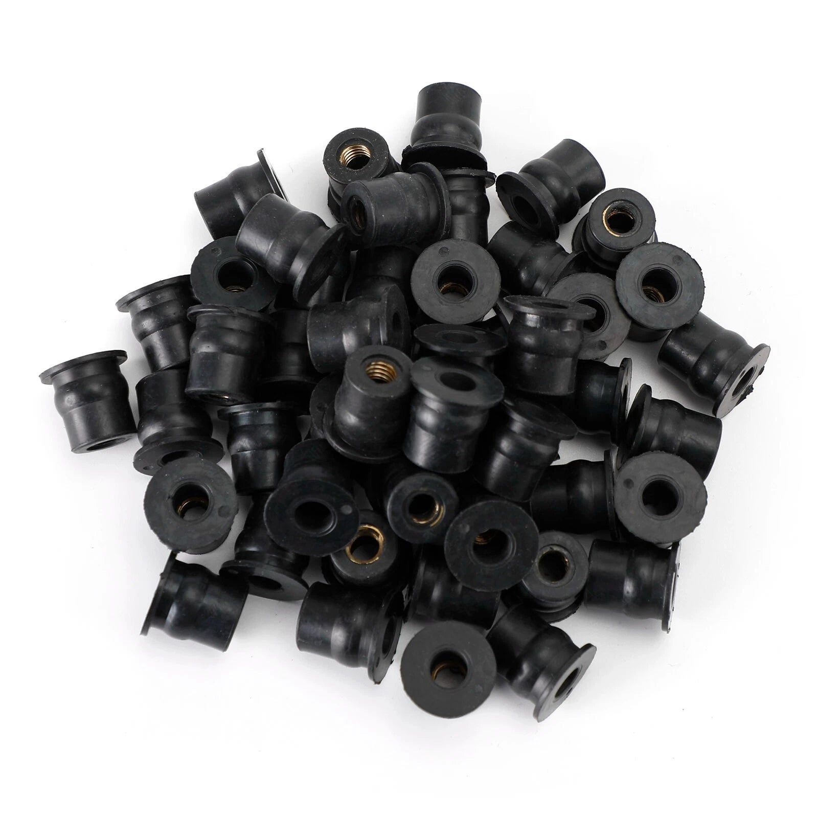 50 M6 Rubber Well Nuts for Windscreen & Fairing (Fits 13mm Hole)
