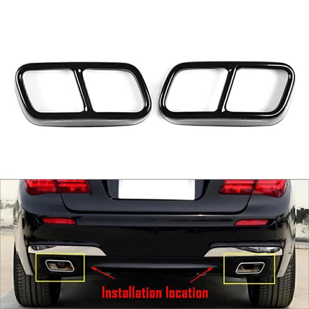 Tail Muffler Exhaust Pipe Cover Trim for BMW 7 Series F01 (2009–2014) Black
