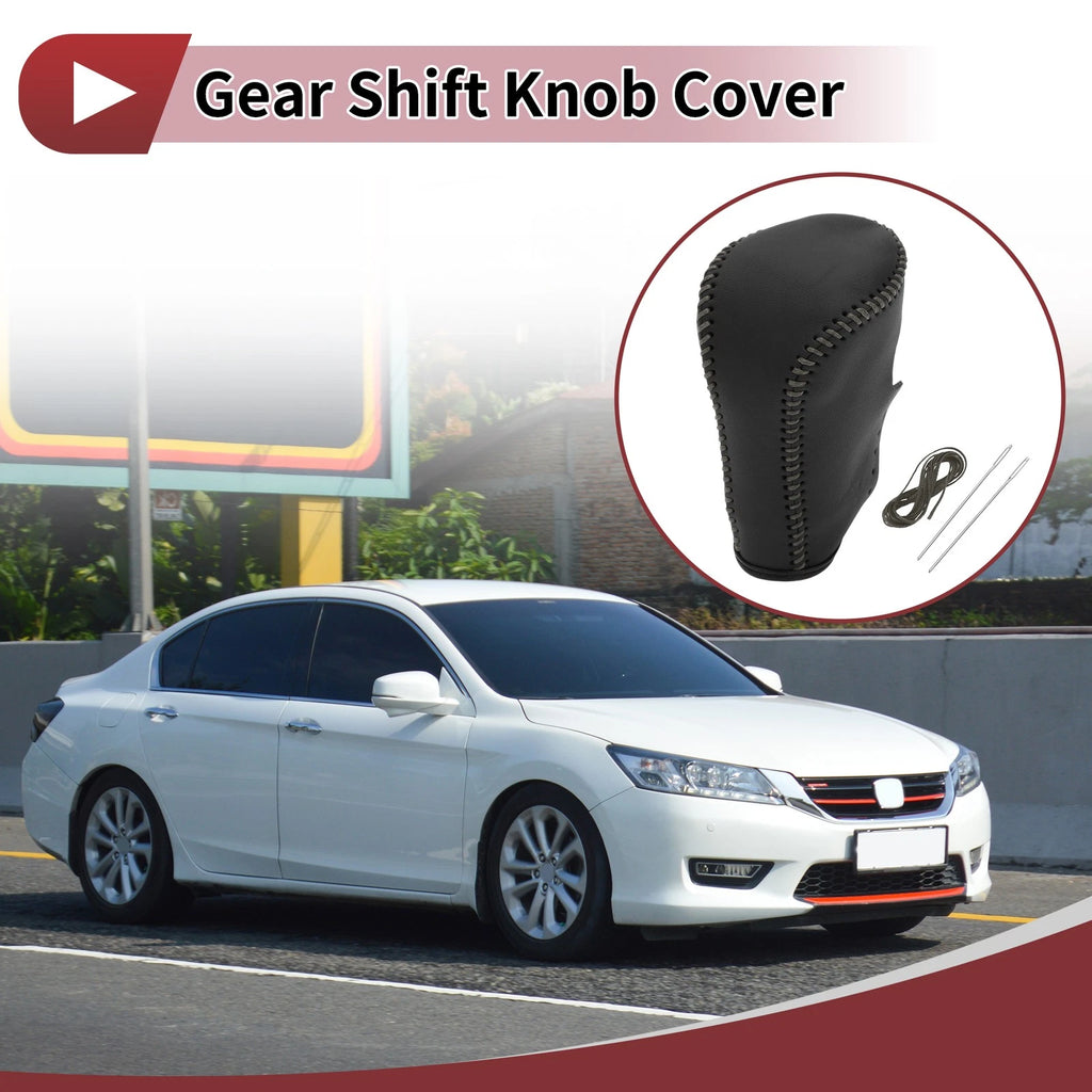 1 Pc Gear Shift Knob Cover for Honda Accord (2008–2012) Black Grey Faux Leather