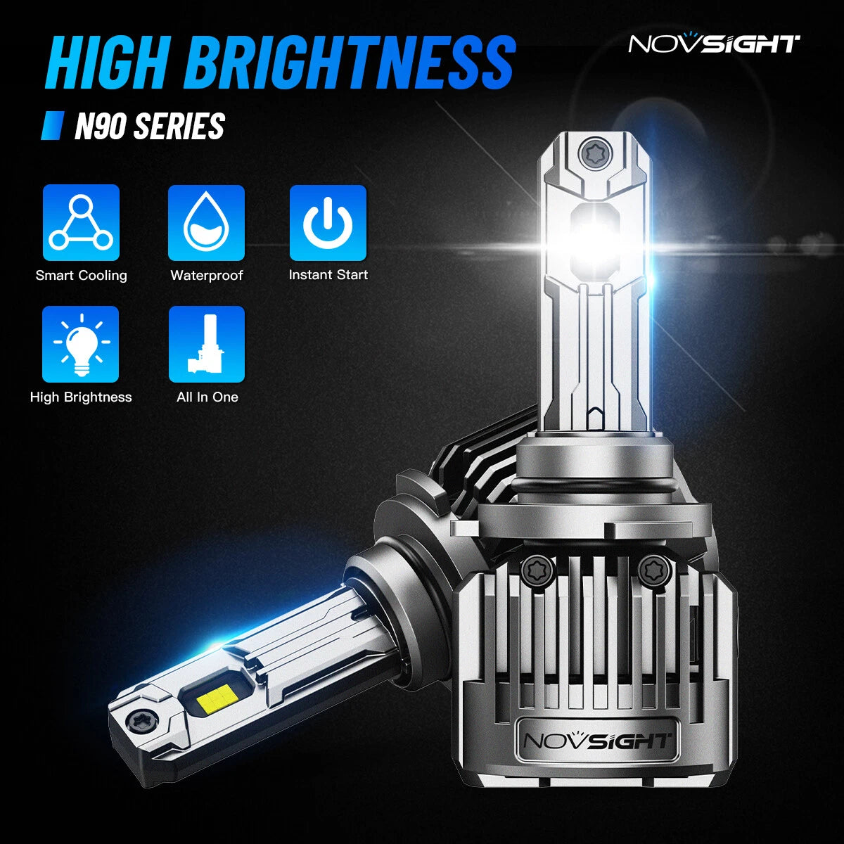 Set of 4 LED Headlight Bulbs 9005 9006 for High Low Beam (6500K, 720000LM)