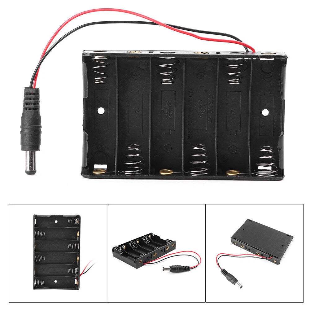 Set of 6 AA Battery Holder Box with DC 5.52.1mm Plug for Arduino