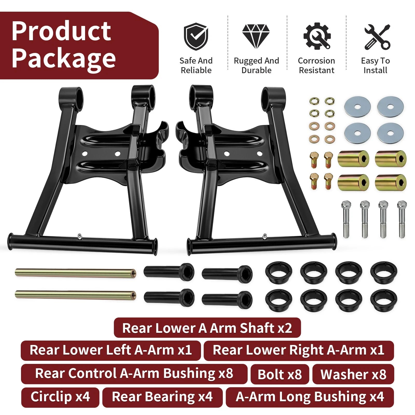 Rear Lower A-Arm Kit for Polaris Sportsman MV7 400 450 600 700 800 (2002–2014)