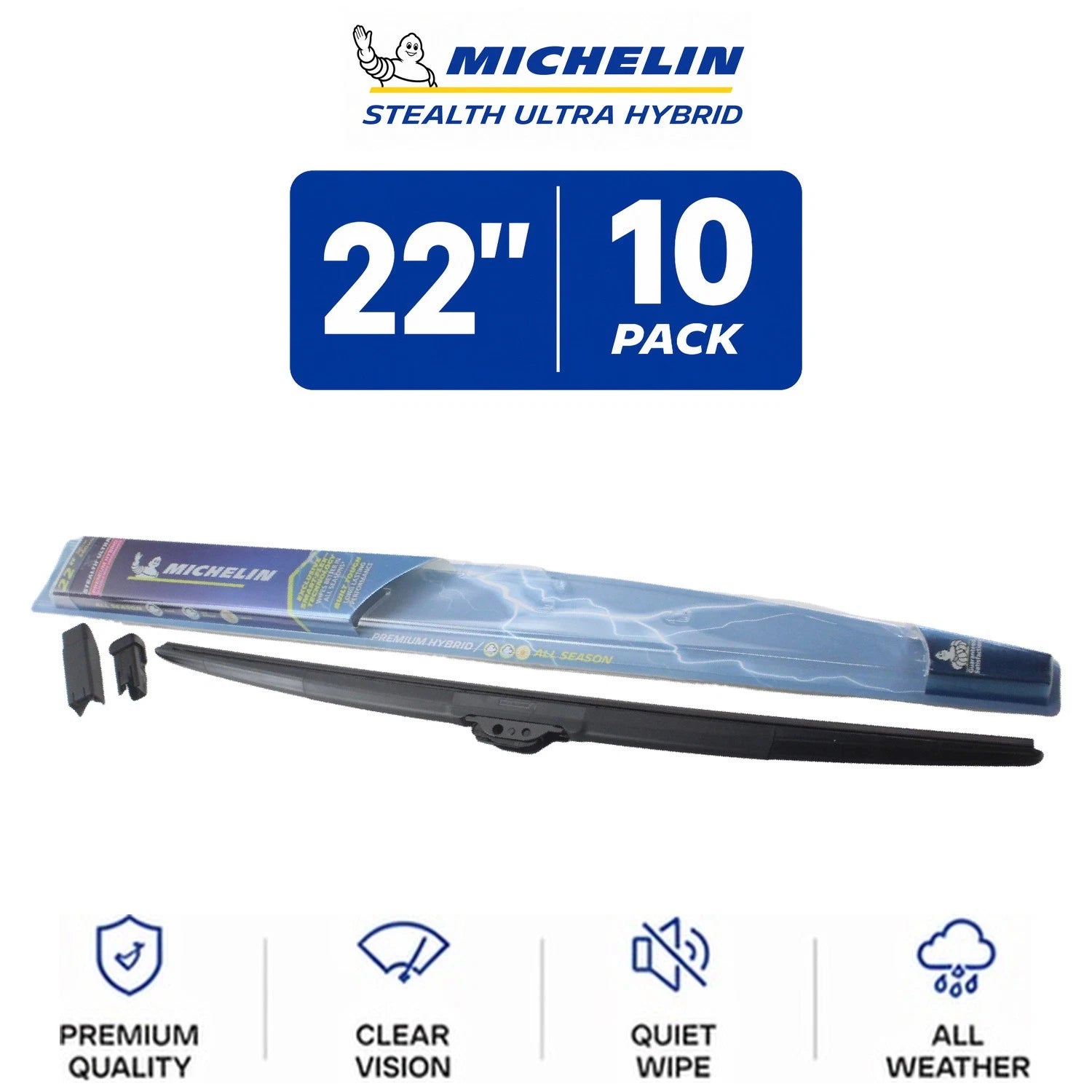 Set of 2 Michelin Stealth Ultra Hybrid Wiper Blades 22" for