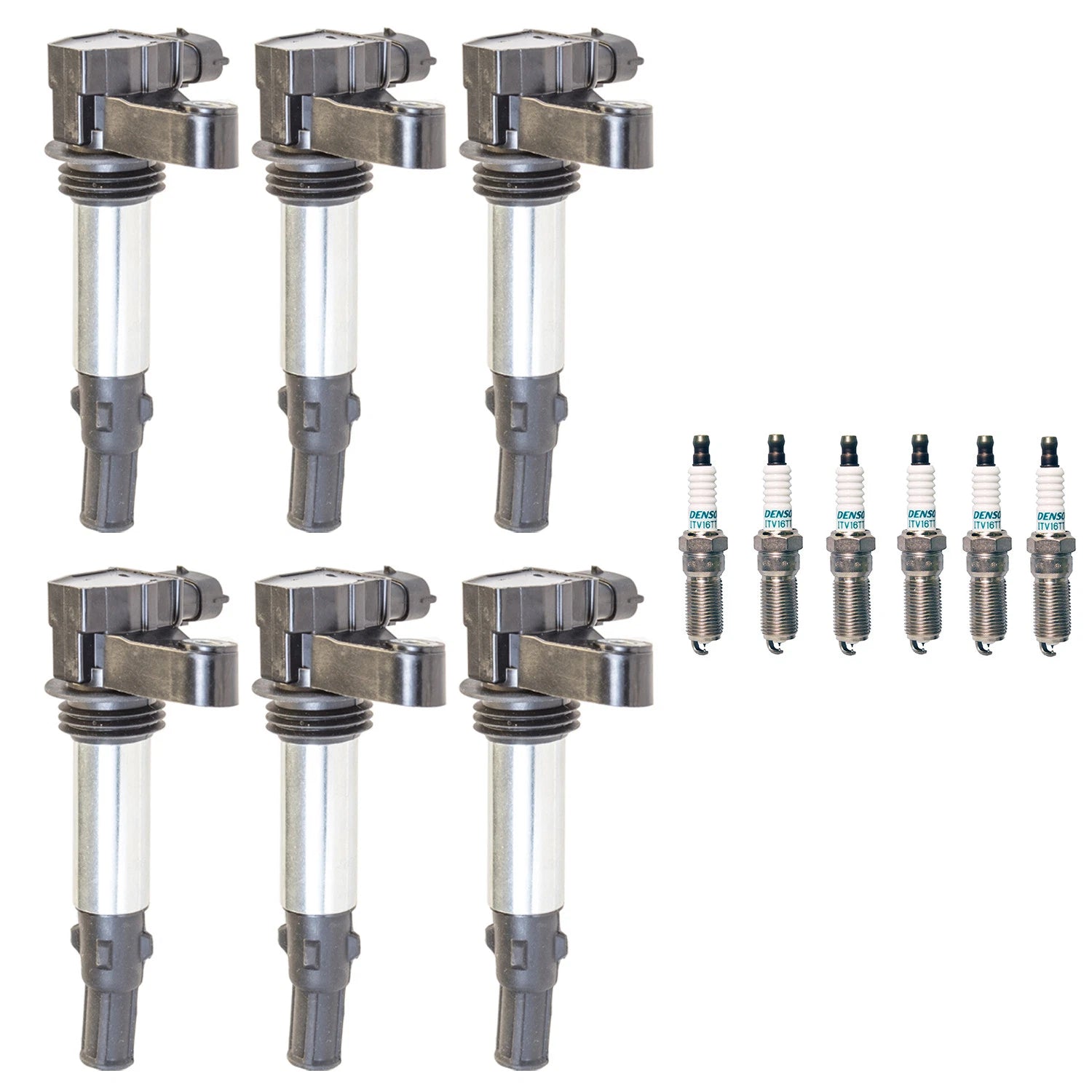 Set of 6 Denso Ignition Coils & Iridium Spark Plugs for LaCrosse Outlook Traverse (2005–2014)