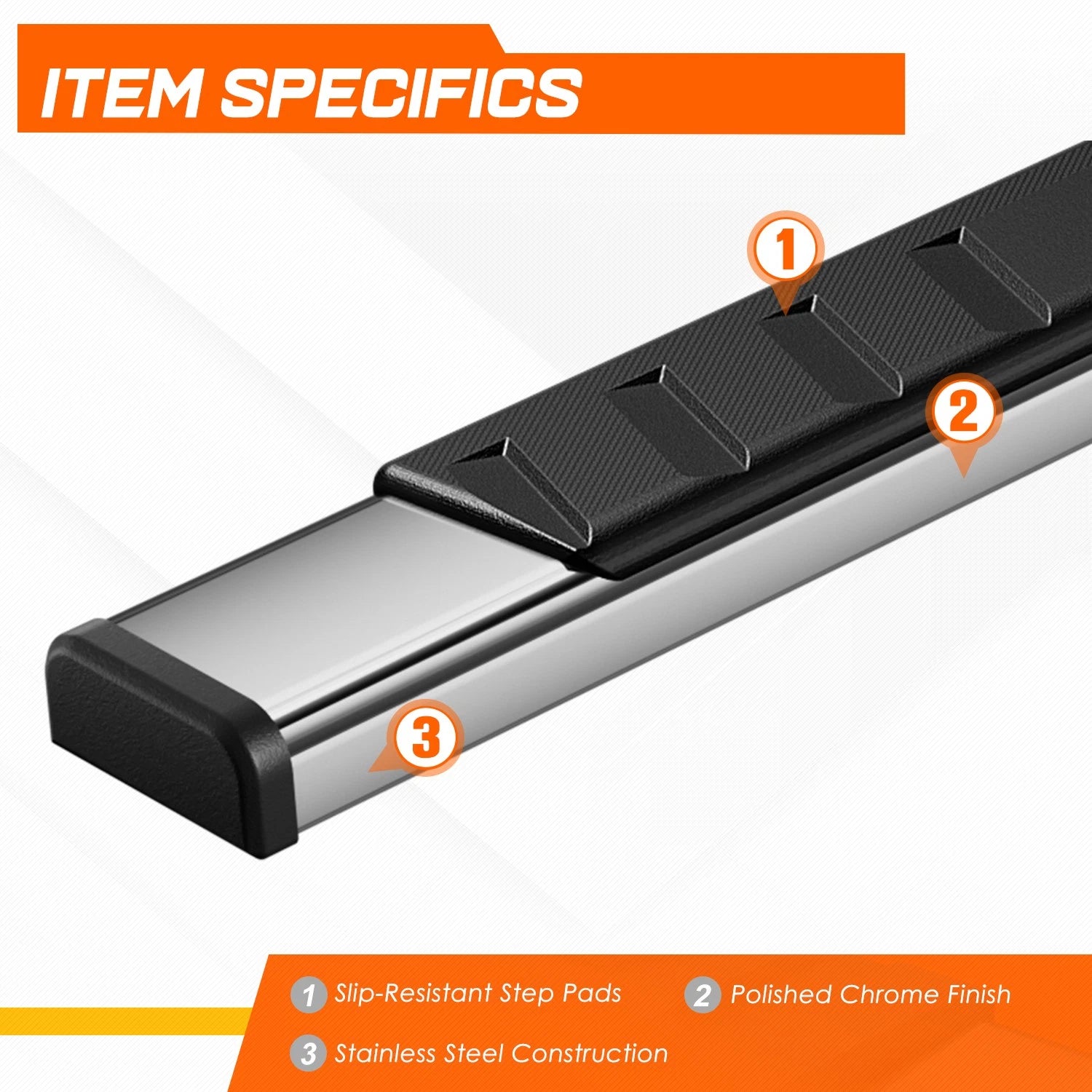 Set of 2 Chrome Side Step Nerf Bars for Silverado/Sierra Crew Cab (2007–2019)