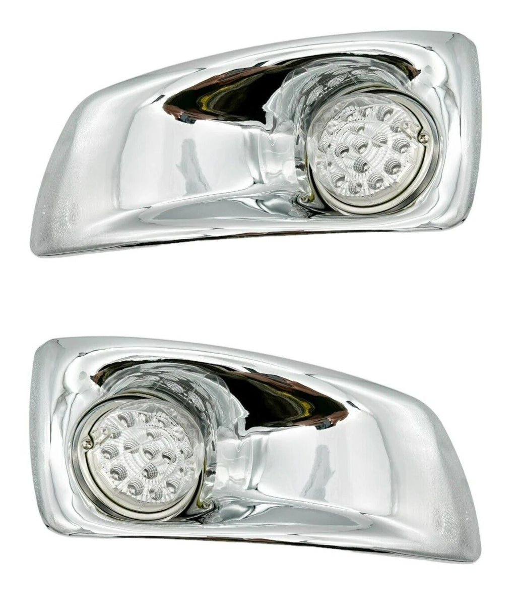 Fog Light Lamp Bezel Kit with Amber LED Clear Lens for Kenworth T660 (2007–2017)