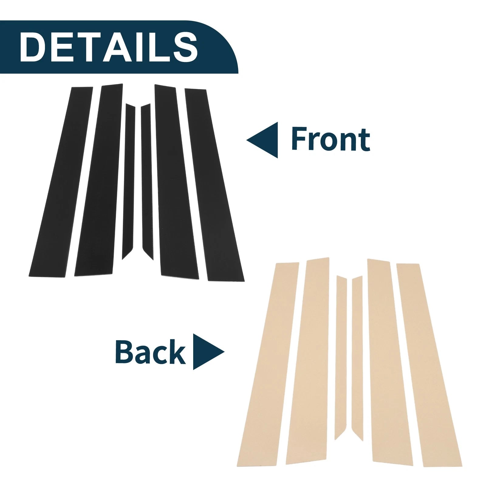 6 Pcs Door Pillar Window Trim for Toyota Prius (2005–2009) Black