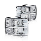 Headlight Assembly Pair Chrome for Chevy Silverado 2500HD 3500 (2007–2014)