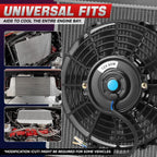 7" Black Slim Electric Reversible Radiator Cool Fan for Universal Fit