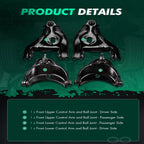 Set of 4 Front Upper Lower Control Arms for Chevy Express 1500 2500 (2003–2023)
