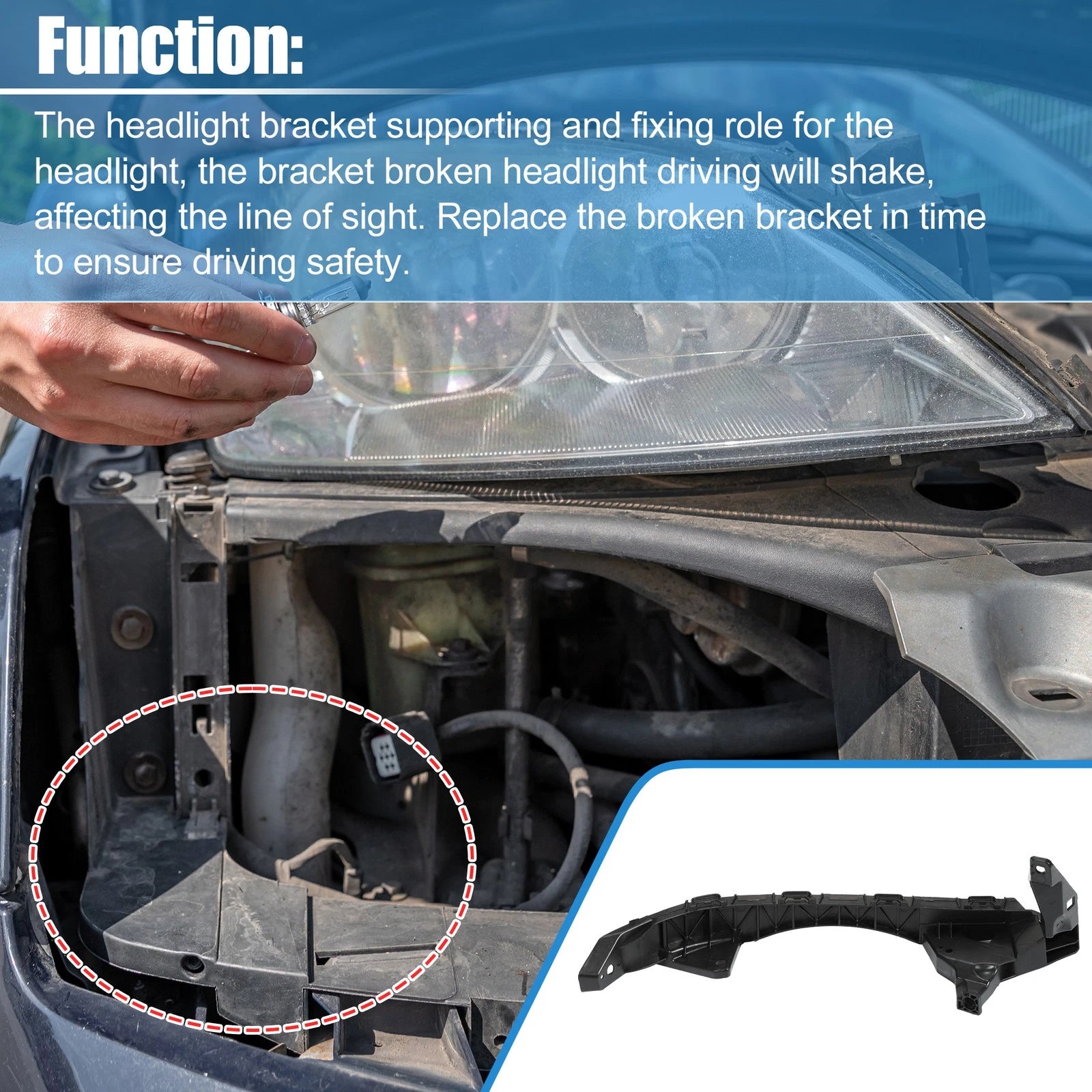 Left Driver Side Headlight Support Mounting Bracket for Honda Accord (2013–2017)