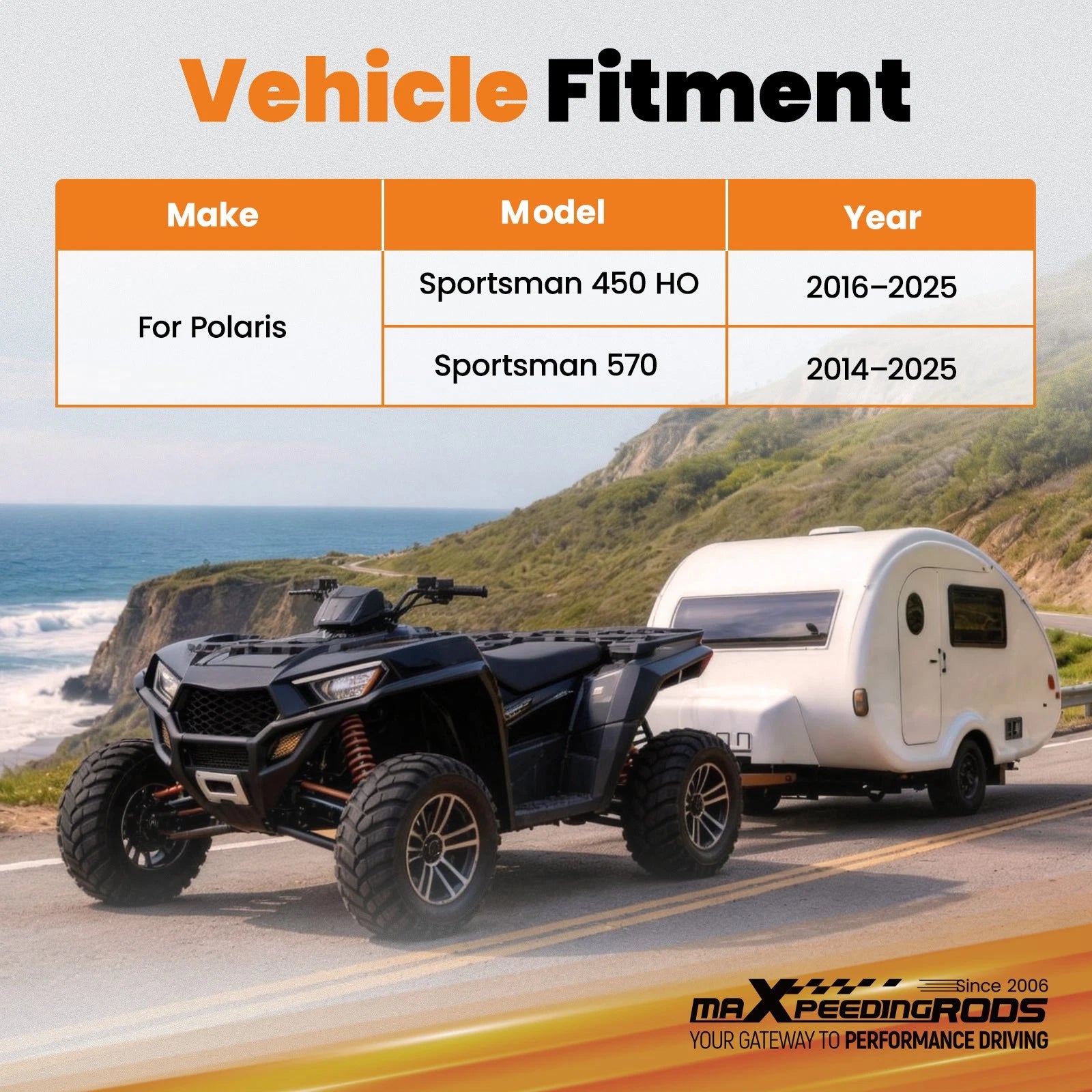 2" Rear Hitch for Polaris Sportsman 450 570 (2014–2025) Black