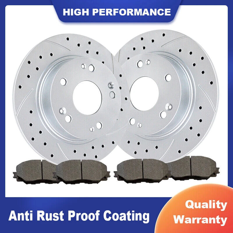 Rear Slotted Brake Rotors & Ceramic Pads for Honda Accord (2008–2011)