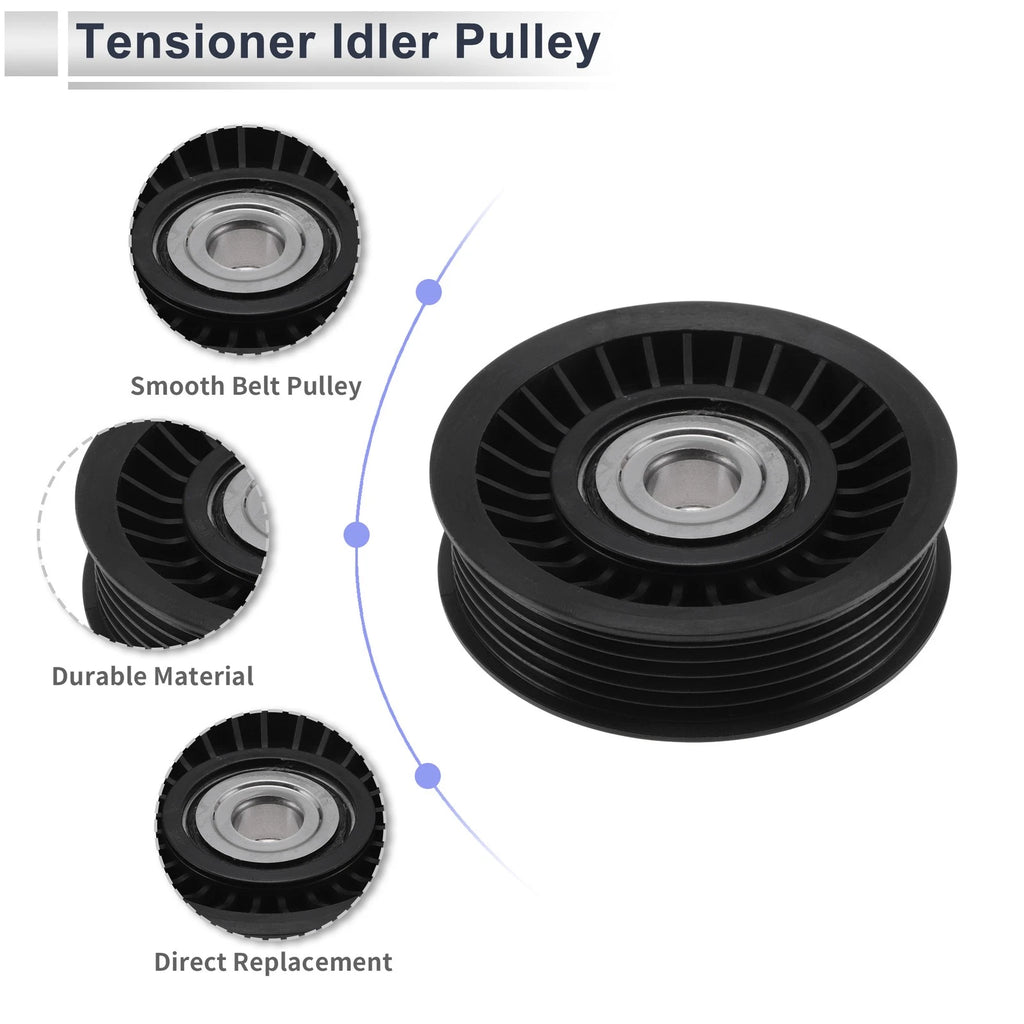 Drive Belt Idler Pulley for Ford Excursion (2002–2005) No. 1L2E6C348AA Plastic Black