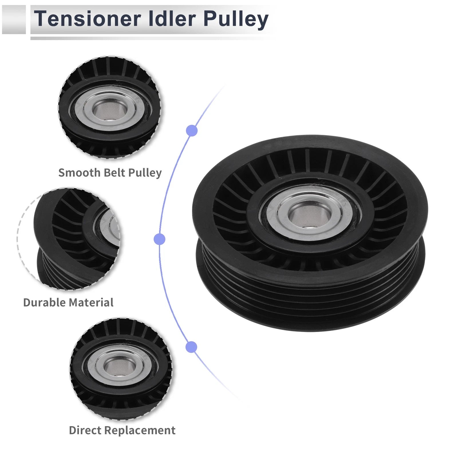 Drive Belt Idler Pulley for Ford Excursion (2002–2005) No. 1L2E6C348AA Plastic Black
