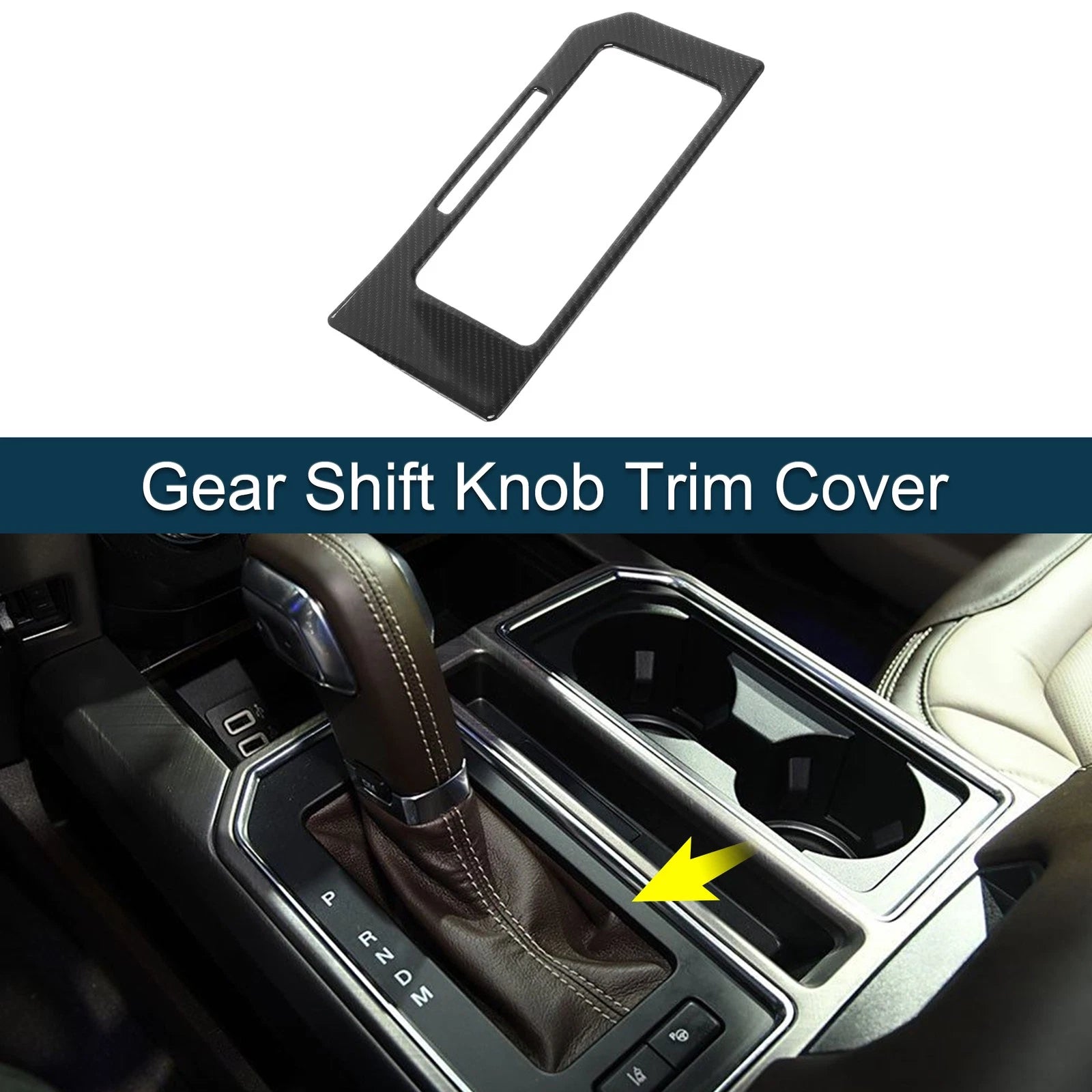ABS Gear Shift Knob Cover Sticker for Ford F150 (2015–2020) Carbon Fiber Black