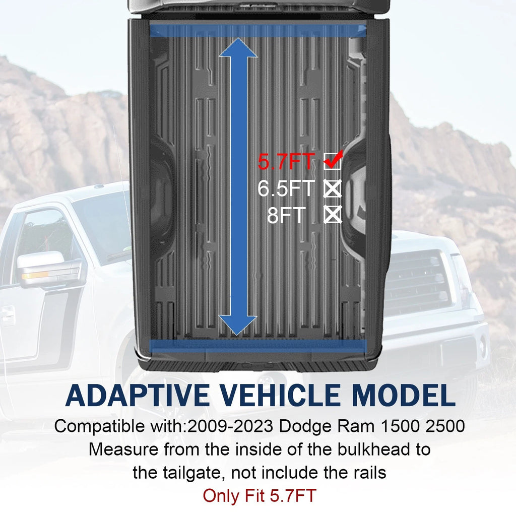 Hard Tri-Fold Tonneau Cover for Ram 1500/2500 (2009-2023) 5.7ft Short Bed