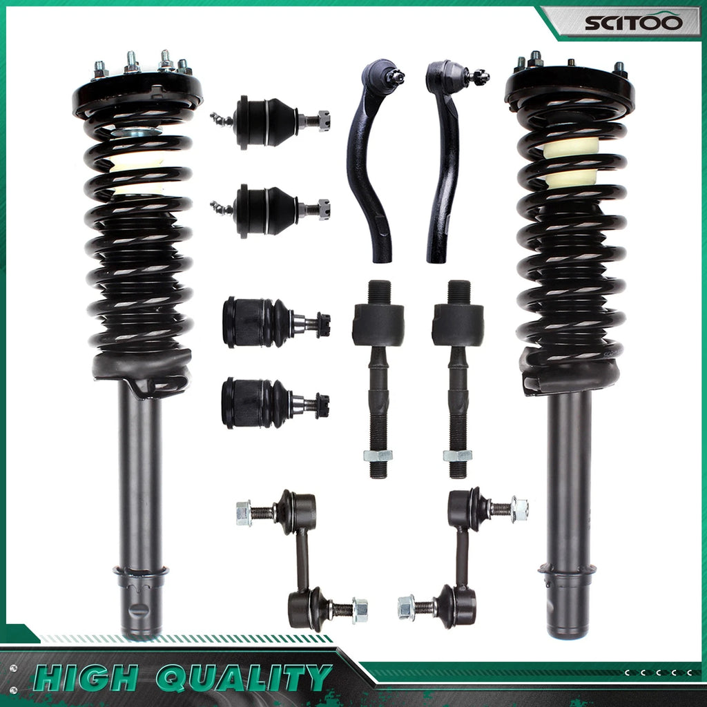 12pc Front Strut Coil Spring Sway Bar Tie Rod Kit for Honda Accord (2003–2007)