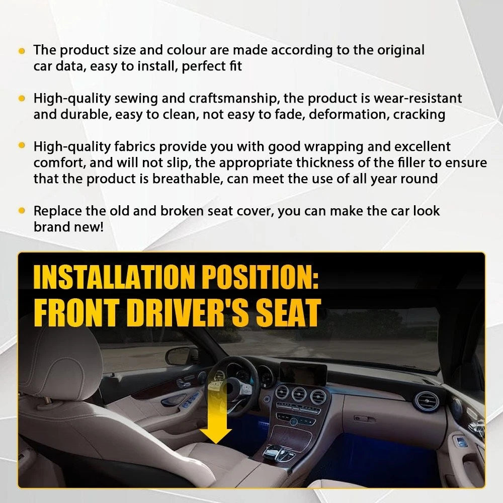 Driver Bottom Seat Cover for Mercedes Benz C300 C250 C400 (2015–2021)