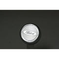 Chrome Executive Cap Covers w/Yellow C-Fiber Ford Oval Inlay for 2015-16 Mustang