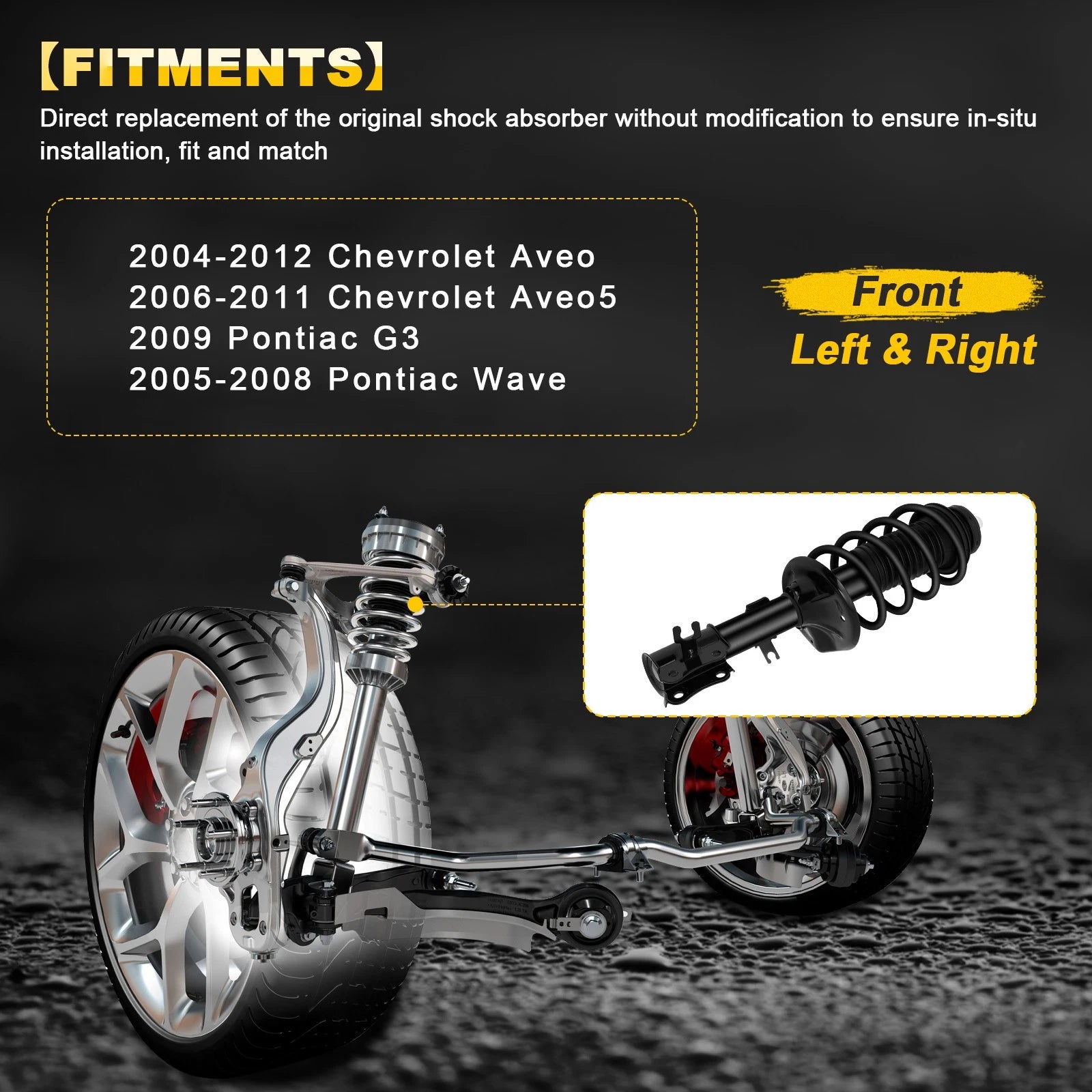 Set of 2 Front Complete Struts Springs Assembly for Chevrolet Aveo
