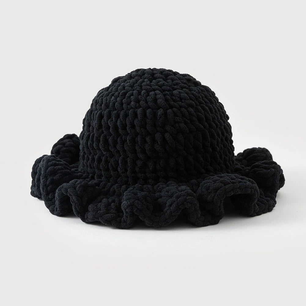 Fisherman Bucket Hat for Handmade Knitted Ruffled Brim Design