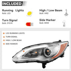 Pair Halogen Headlights for Chrysler 200 (2011–2014) with Bulb Chrome