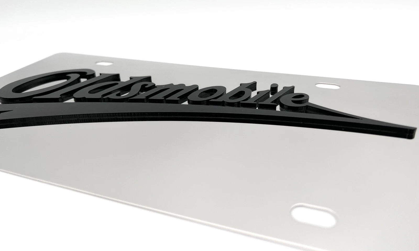Chrome Metal License Plate for Oldsmobile Emblem Logo (Universal)