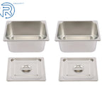 2X Hotel Pans 1/2 Size 6" Deep with Lids Stainless Steel Non-Stick