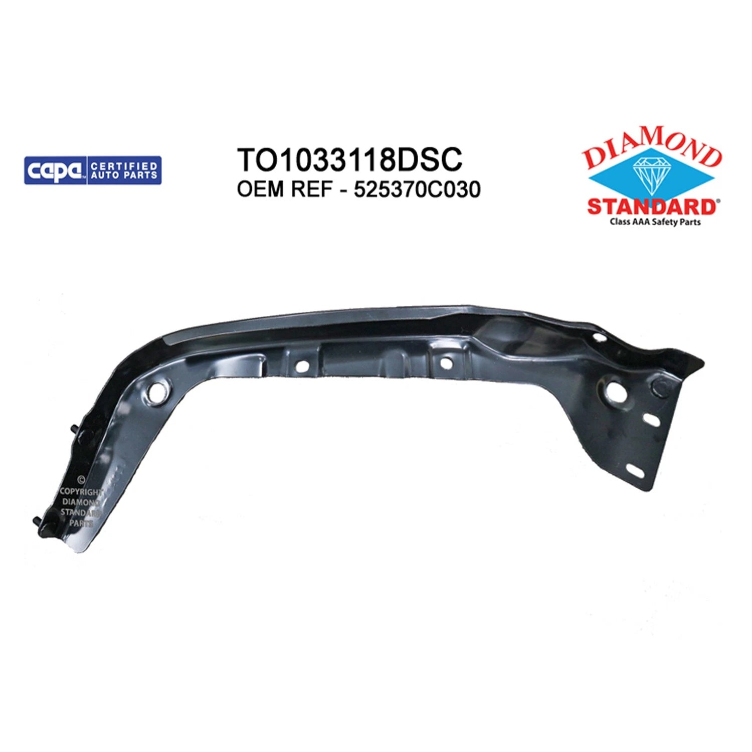 Replacement Front Passenger Side Outer Bumper Cover Support for Toyota (2011–2024)