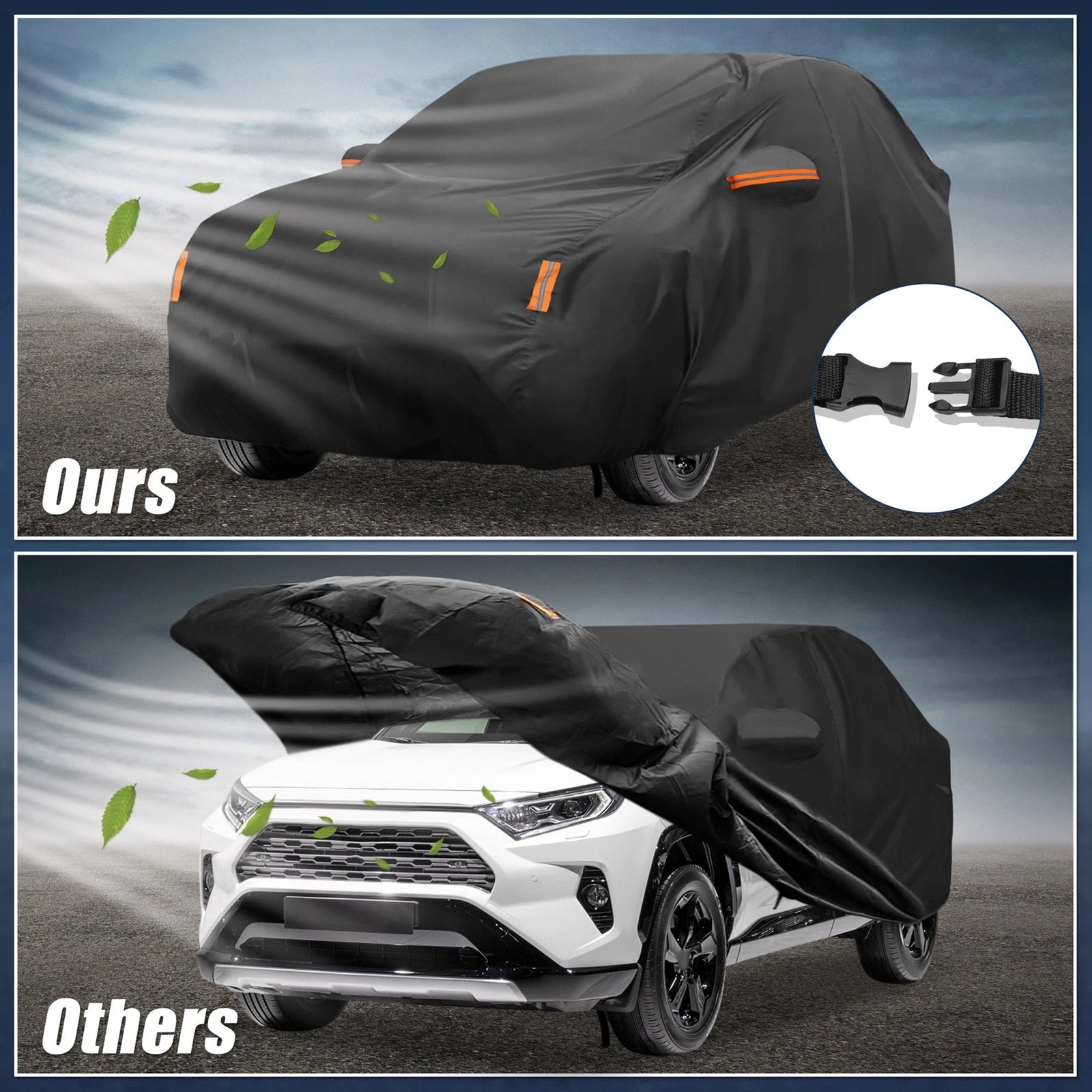 Waterproof Car Cover for Toyota RAV4 (2012–2022) 210D-PU Oxford with Zipper