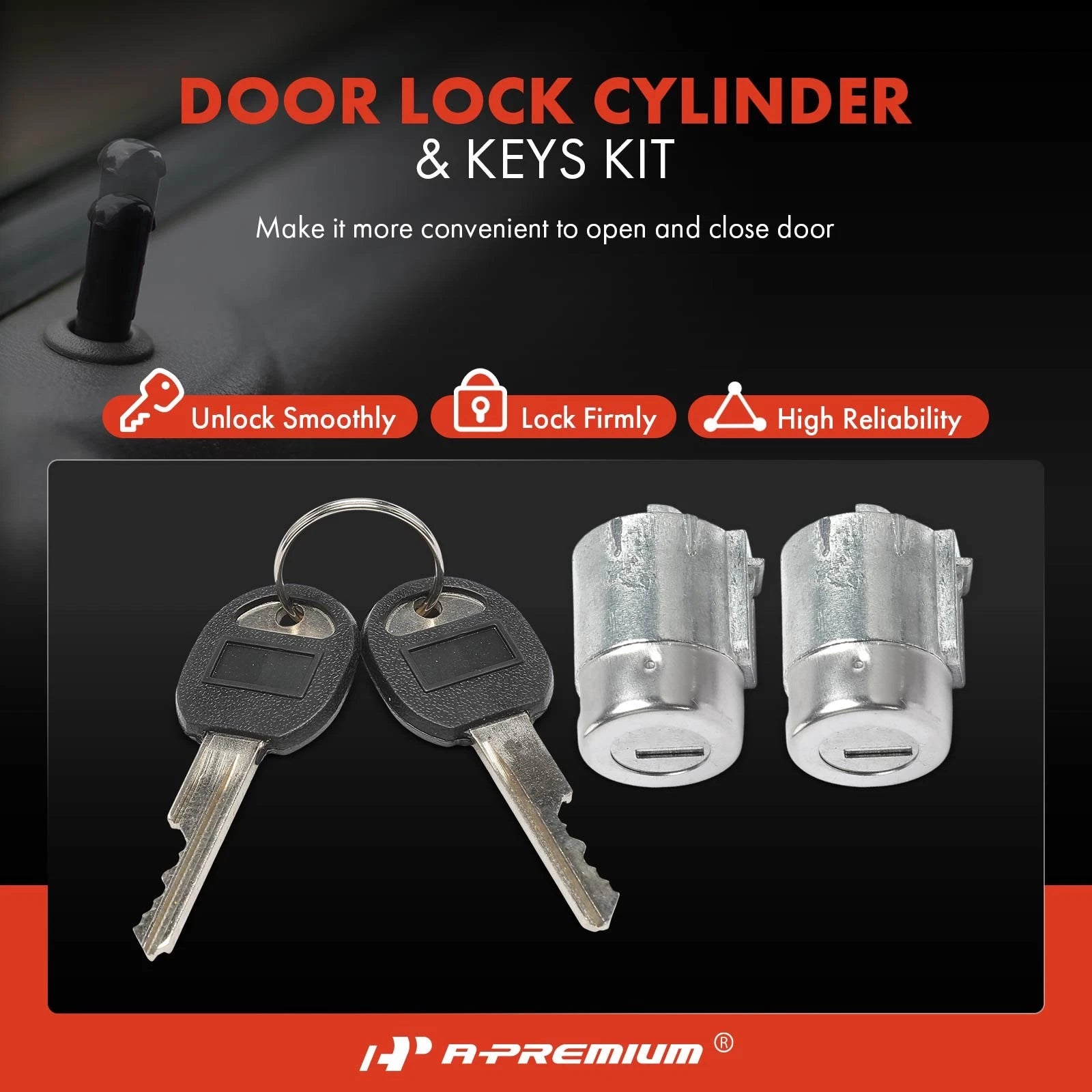 2X Front Door Lock Cylinder Set with 2 Keys for GMC Yukon (1992â1999)