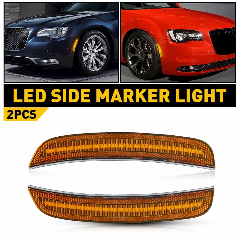 2X Amber LED Side Marker Lights for Chrysler 300 (2015–2023)