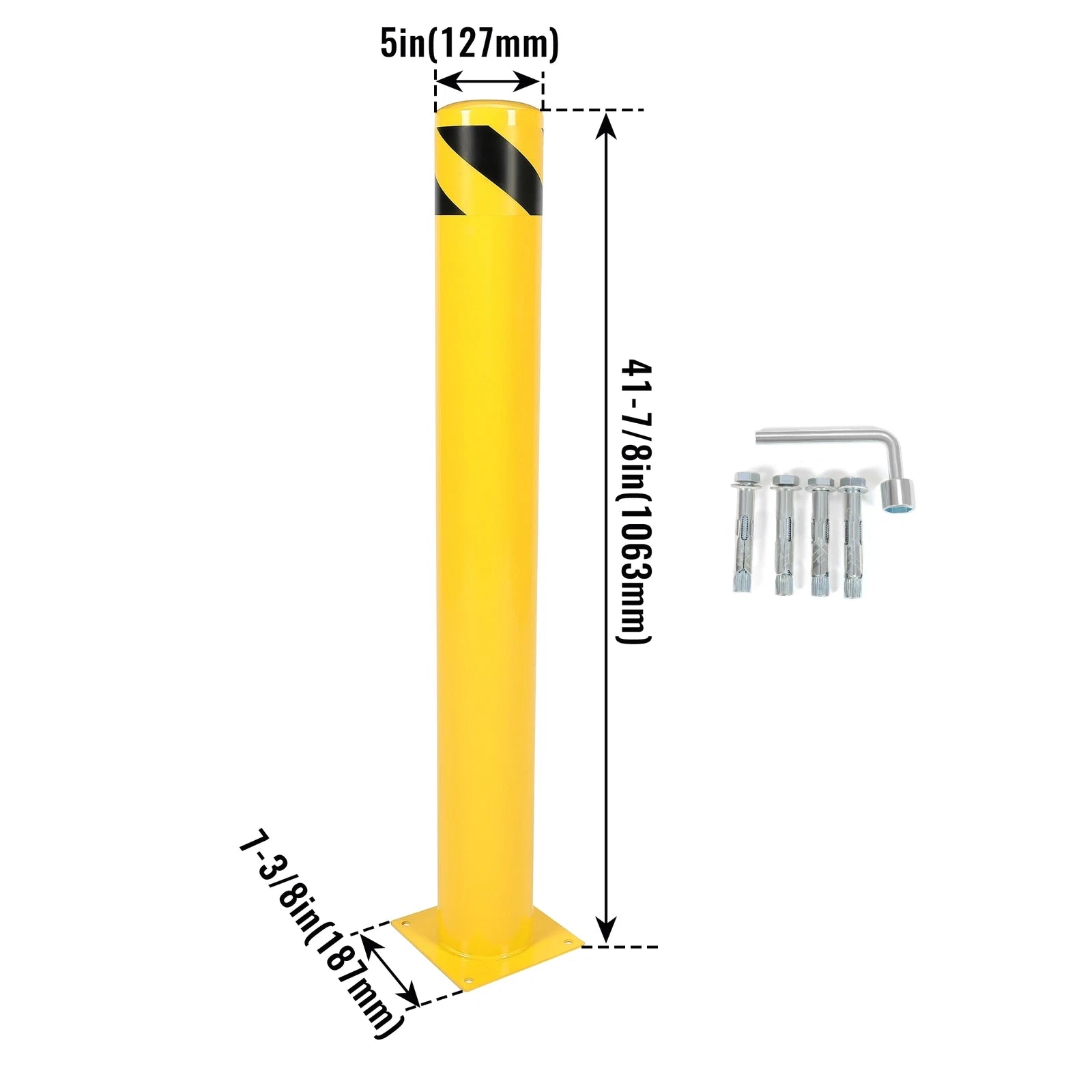 Safety Bollard for Various Applications (42" H, 5" D, Yellow)