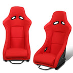Pair Racing Bucket Seats for Universal Fit (Fiberglass, Red)