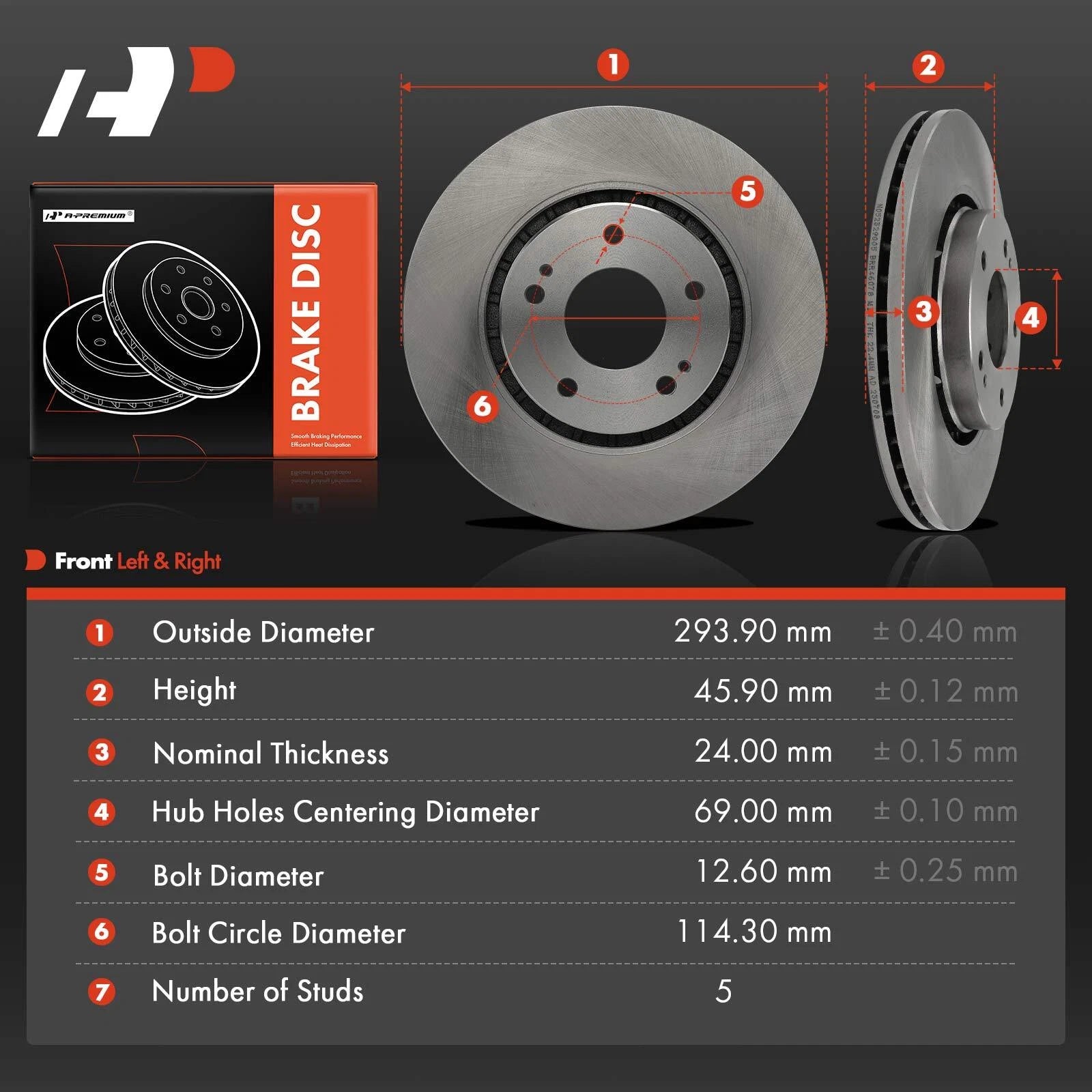 Front Disc Brake Rotors for Mitsubishi Lancer, Outlander PHEV (2009-2015)