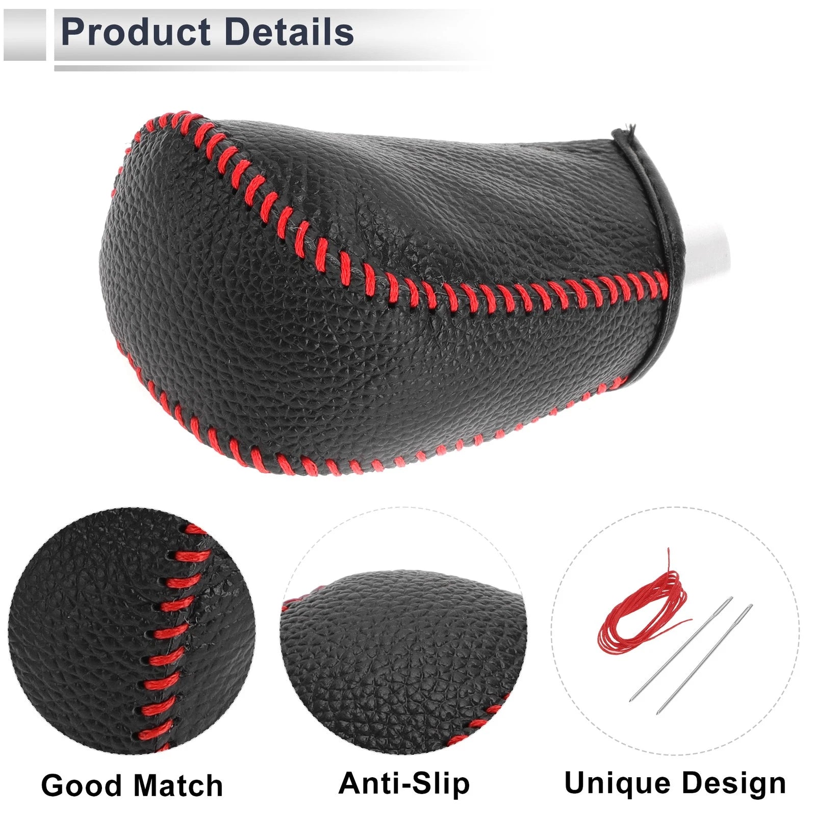 Gear Shift Knob Cover for Toyota Corolla (2009–2013) Pebbled Black Red