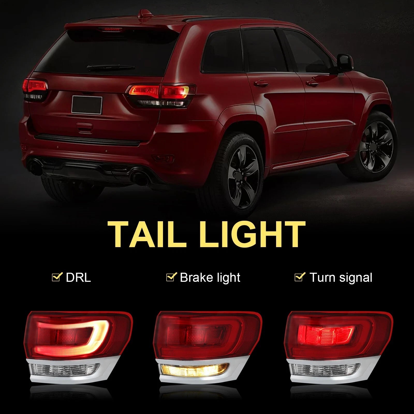 Clear Outer Rear Right Passenger Tail Light for Jeep Grand Cherokee (2014-2020)