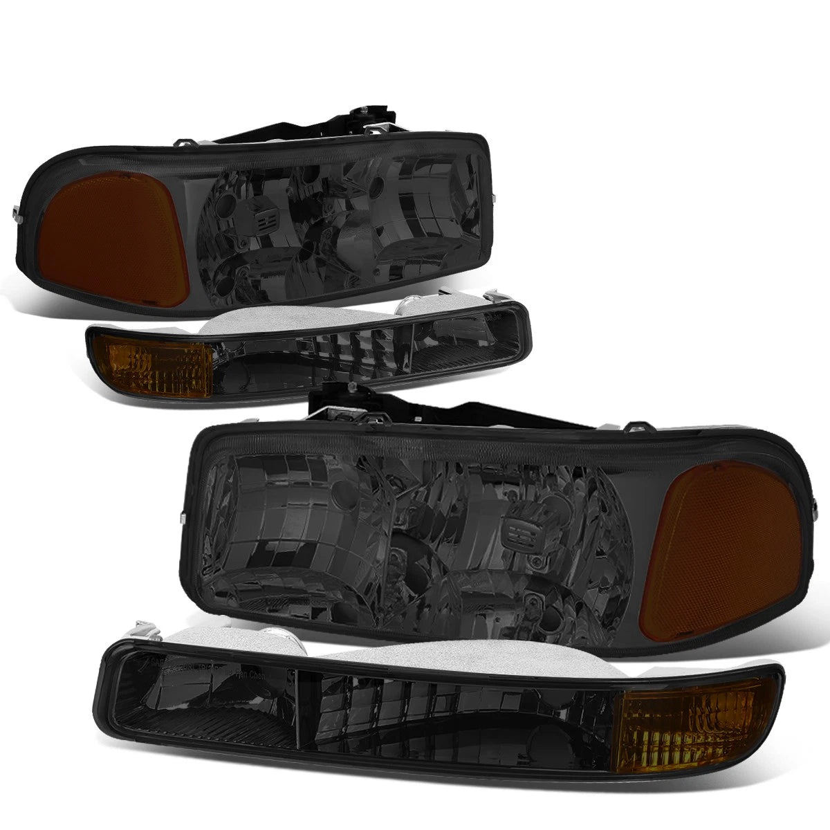 Smoked Headlight, Bumper, Amber Corner, LED Fog Light Kit for GMC Sierra/Yukon (1999–2006)