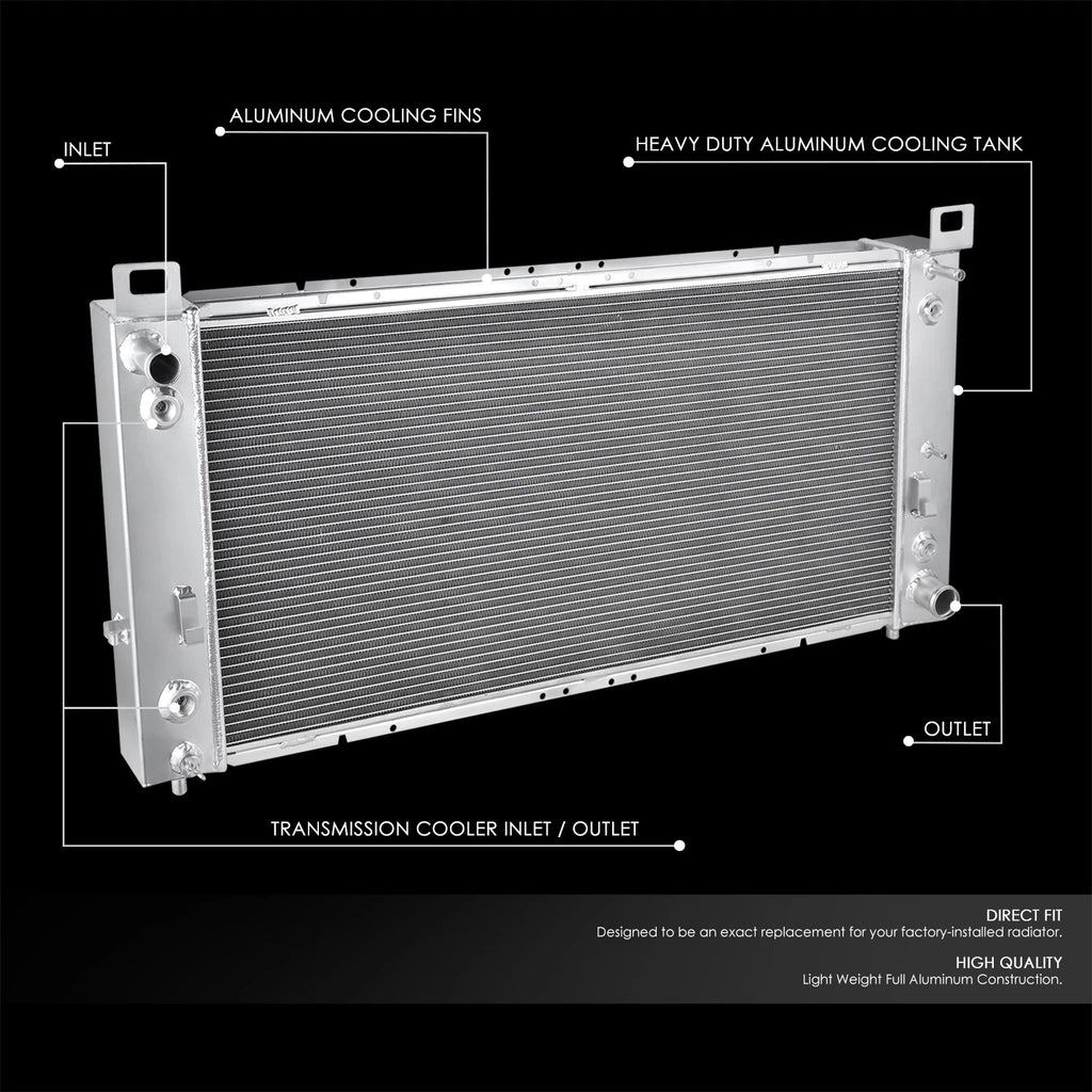 2X Aluminum Core 2 Row Cooling Radiator for Silverado Sierra Yukon (1999–2014) DPI 2370